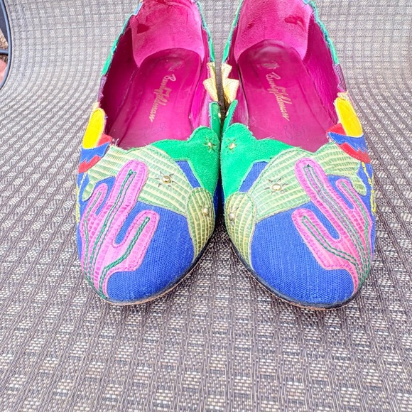 Vtg 80’s Beverly Feldman Women’s 8.5 Leather Wedge Flats Southwest Cowboy Desert - Picture 6 of 11